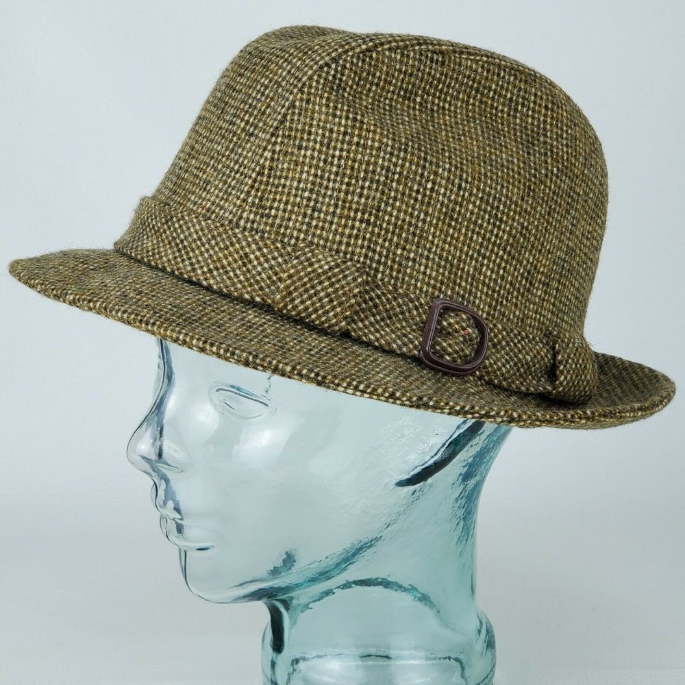 Vintage Checked Tweed Wool Fedora USA Union Made